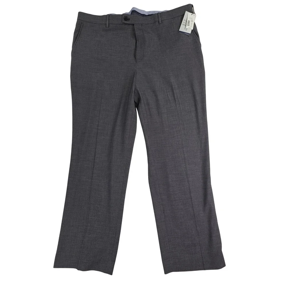Perry Ellis Premium Wellington Mens Dress Pants 42x30 Charcoal Grey Tailored Fit